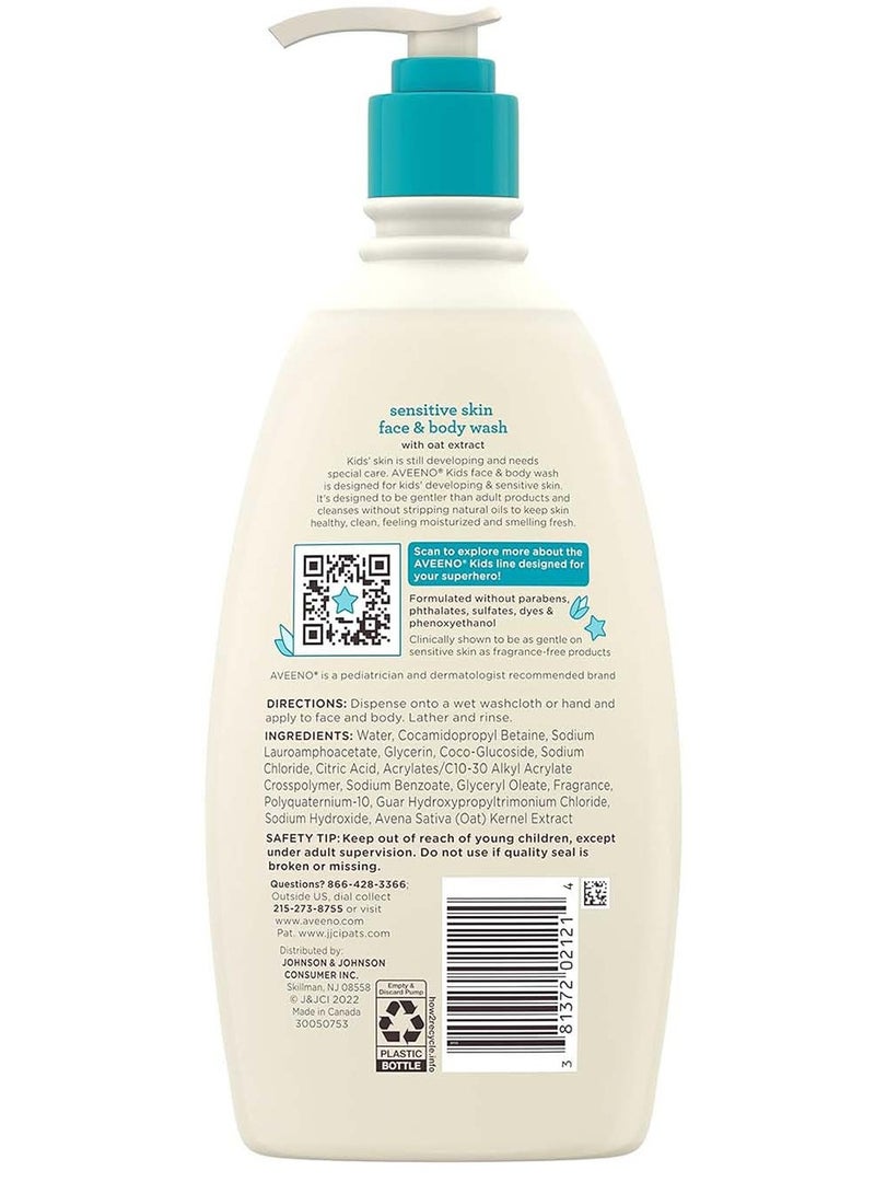 Aveeno Kids Sensitive Skin Face And Body Wash with Oat Extract, 18 oz - Image 2
