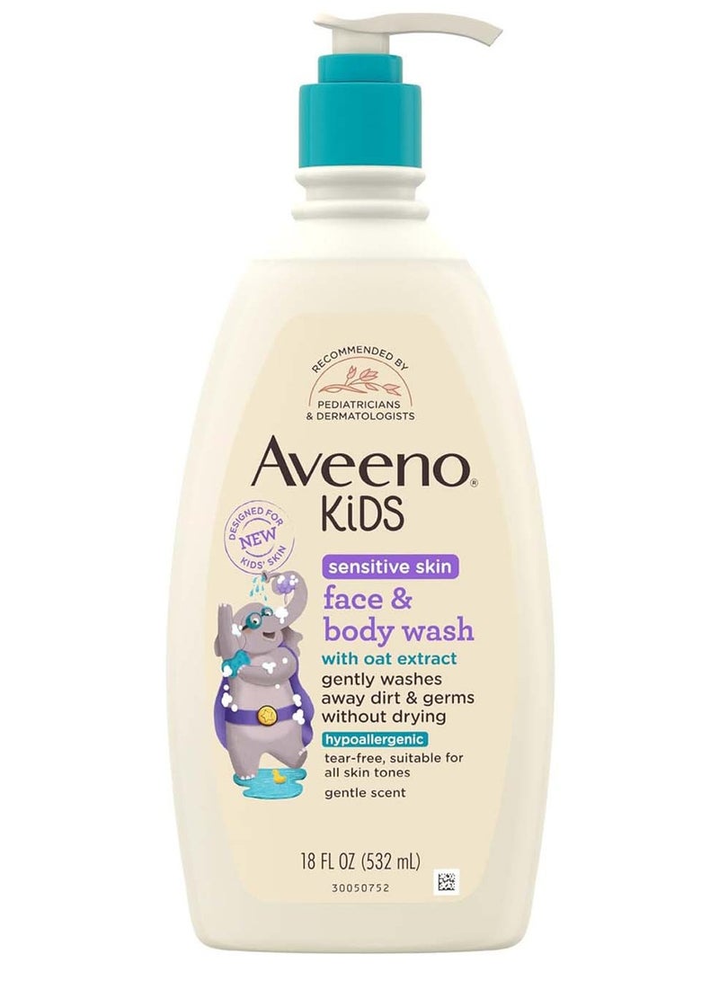 Aveeno Kids Sensitive Skin Face And Body Wash with Oat Extract, 18 oz - Image 1