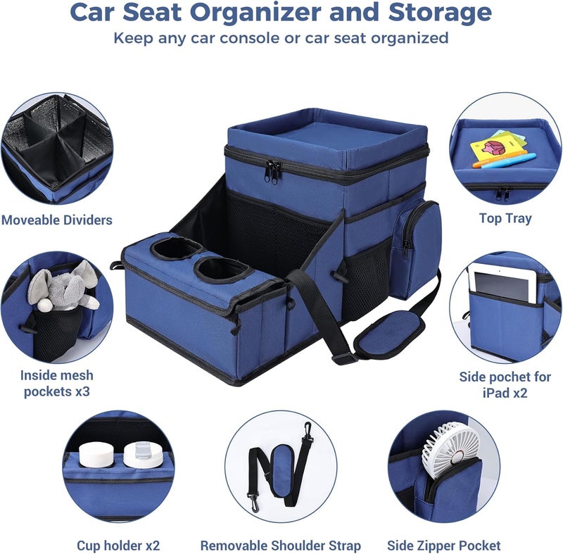 INFANZIA Car Seat Organizer with Cooler Compartment and Cup Holders - Blue - Image 4