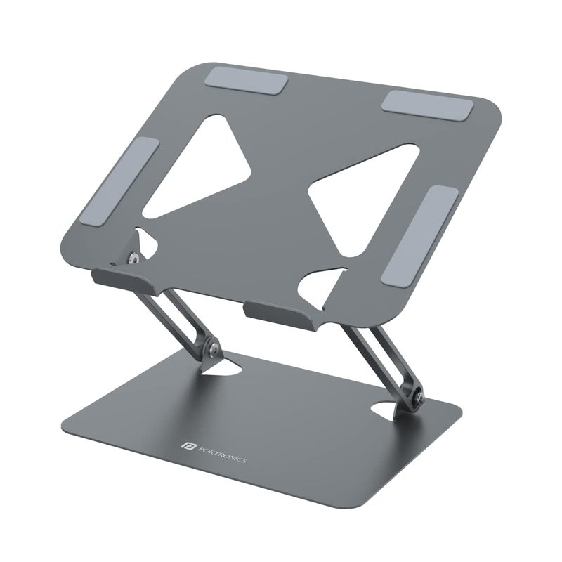 Portronics Portronics My Buddy K7 Portable Laptop Stand Ventilated Board for Laptop Cooling Compatible with Upto 17 Laptops Multiple Adjustable Angles Carbon Steel Body Posture SupportGrey - Image 1