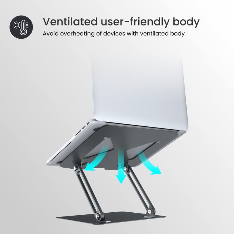 Portronics Portronics My Buddy K7 Portable Laptop Stand Ventilated Board for Laptop Cooling Compatible with Upto 17 Laptops Multiple Adjustable Angles Carbon Steel Body Posture SupportGrey - Image 3