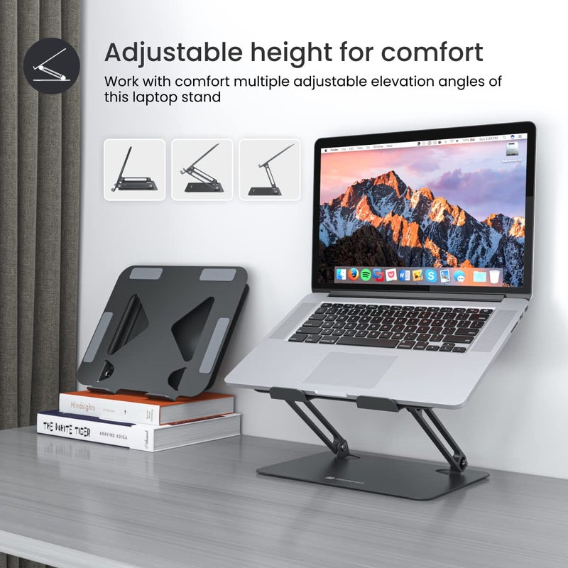 Portronics Portronics My Buddy K7 Portable Laptop Stand Ventilated Board for Laptop Cooling Compatible with Upto 17 Laptops Multiple Adjustable Angles Carbon Steel Body Posture SupportGrey - Image 2