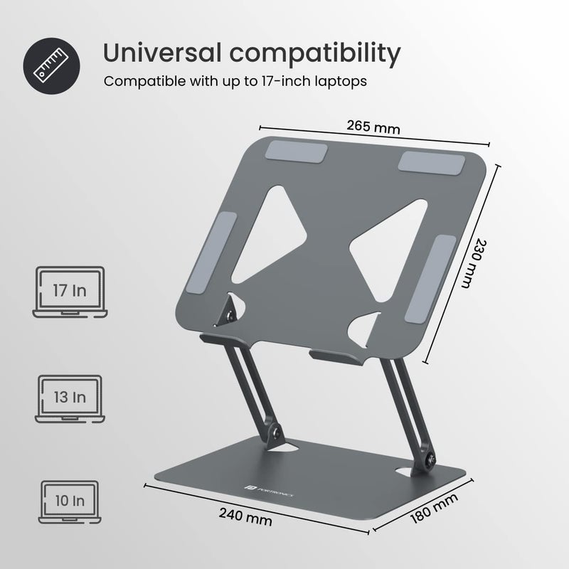 Portronics Portronics My Buddy K7 Portable Laptop Stand Ventilated Board for Laptop Cooling Compatible with Upto 17 Laptops Multiple Adjustable Angles Carbon Steel Body Posture SupportGrey - Image 5