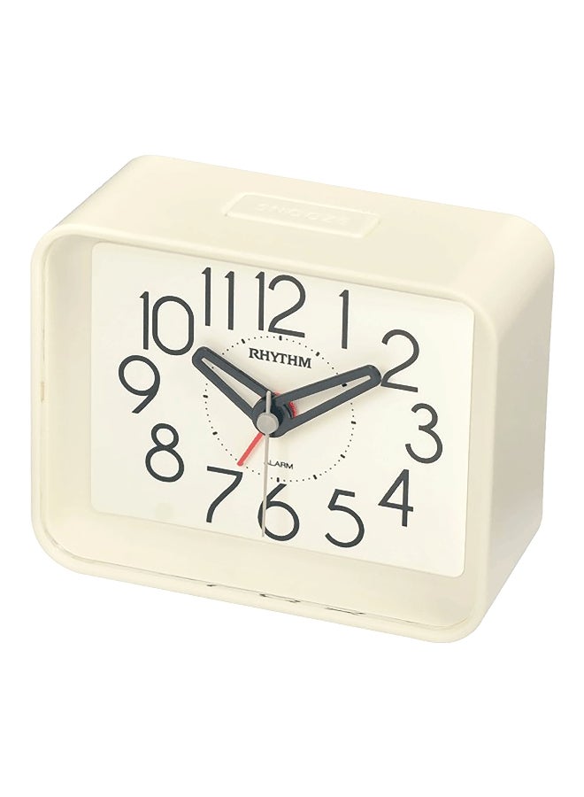 Rectangular Shaped Quartz Analog Alarm Clock White and Black 7 x 8.6 x 3.7 cm