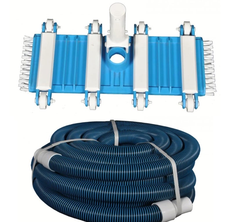 BlueWave 14 Inch Pool Flexible Vacuum Head with Brush and 6 Meter In Length Hose Pipe 38 mm EVA Vacuum Hose With Standard Cuff Link - Image 1