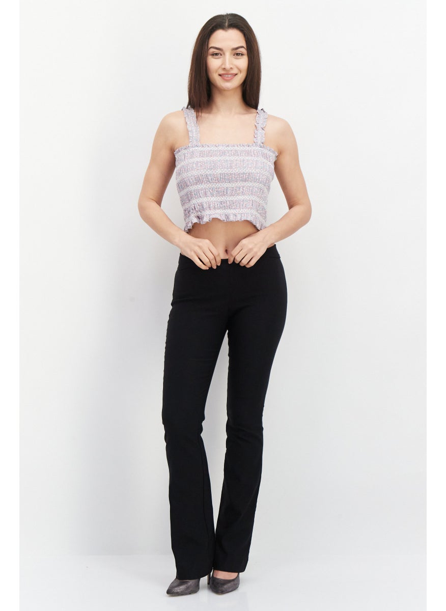 French Connection - Women Square Neck  Sleeveless Allover Print Tank Top, Grey Combo - Image 1