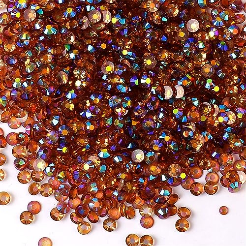 Kdkyy 3000 Pieces SS6 2mm Flatback Rhinestones AB Clear Round Gems Crystals for Nail Art DIY Crafts Clothes Shoes Bags Transparent Yellow Coffee AB - Image 1