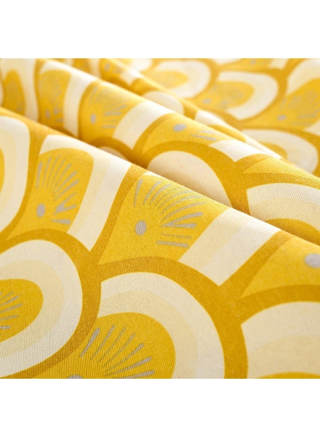 VOGOL Thermal Insulated Window Room Grommet Curtain Drapes for Bedroom and Living Room Set of 2 Curtains  Panels 52 x 84 Inches Yellow Geo Pattern in White - Image 2