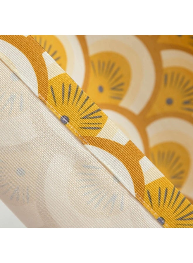 VOGOL Thermal Insulated Window Room Grommet Curtain Drapes for Bedroom and Living Room Set of 2 Curtains  Panels 52 x 84 Inches Yellow Geo Pattern in White - Image 3