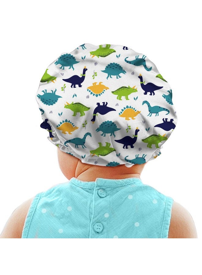 Babrukda Kids Hair Cover Children Satin Bonnet Boys Girls Satin Sleep Cap Adjustable Elastic Band Beanie Hat For Night Sleeping Easy Clean Headwear For Toddler Baby Dinosaur - Image 3