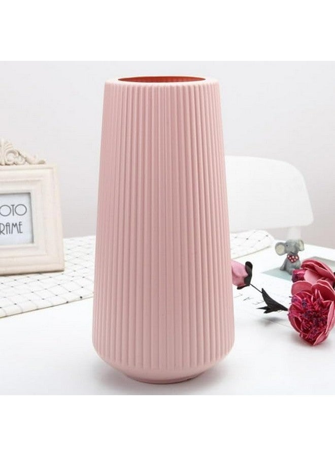 VRB DecTM 1Pcs Straighted Plastic Ceramic Vase, Flower Vase, Pampas Grass,Vase for Flower,Vase for Plants,Home Decor Centrepiece for Home, Office,Living Room Decor (Pink Color) - Image 1