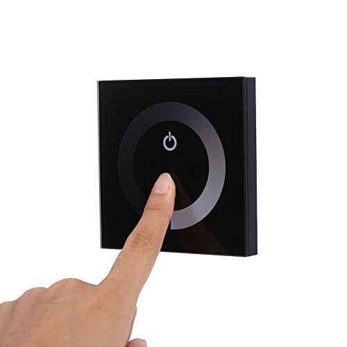YOSOO 12V24V Single Color LED Controller Dimmer Change Brightness Touch Panel Dimmer Wall Switch Controller (Black) - Image 1