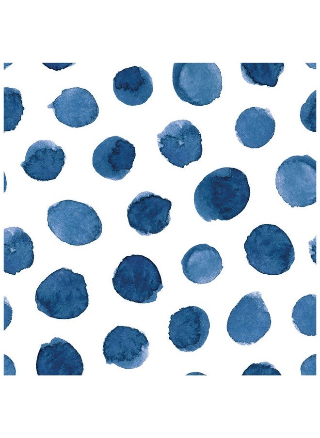 HAOKHOME 960991 Boho Peel And Stick Wallpaper Watercolor Brush Strokes Dots Removable Indigo Blue/White Vinyl Self Adhesive Contactpaper 17.7In X 9.8Ft  - Image 1