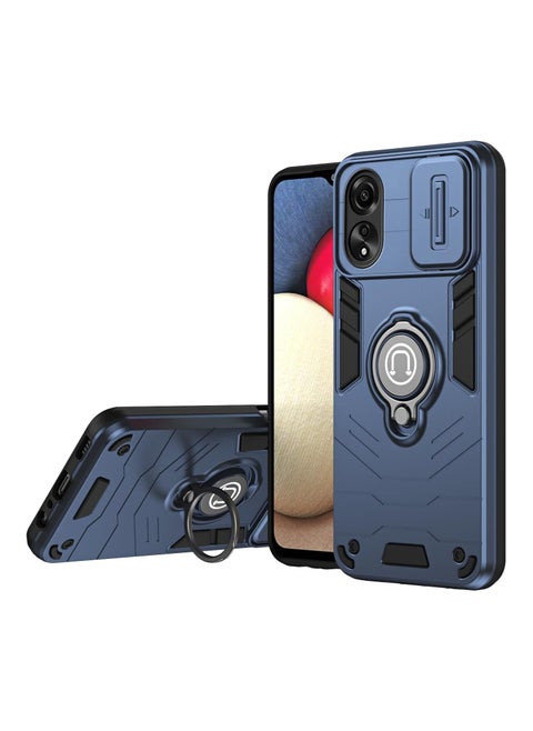 جولدن ماسك لهاتف اوبو اية 60 (Oppo A60) جراب الحماية الفائقه مع دبله معدانيه وباب جرار لحماية كاميرة الهاتف - (ازرق داكن)