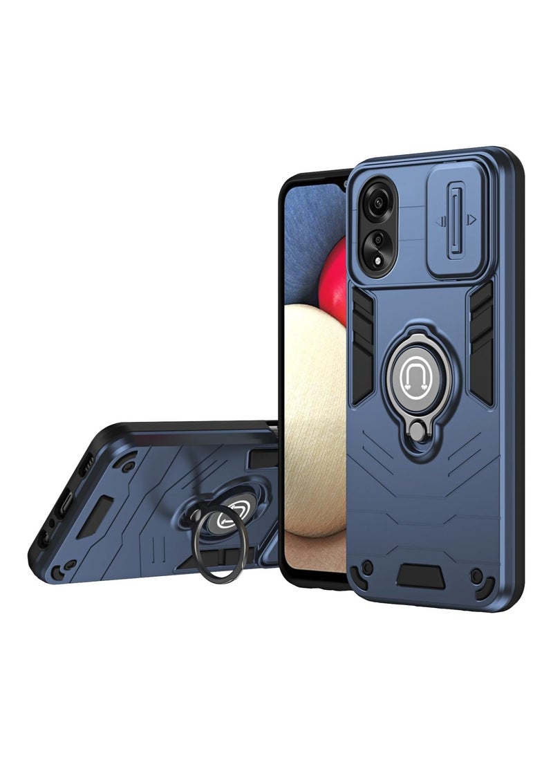 جولدن ماسك لهاتف اوبو اية 60 (Oppo A60) جراب الحماية الفائقه مع دبله معدانيه وباب جرار لحماية كاميرة الهاتف - (ازرق داكن)