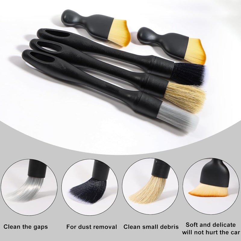 GraGra Car Beauty Brush, 7 Pcs Car Interior Cleaning Brush and Microfiber Towel Kit, Soft bristles, Non-Scratch, Car Interior Brush, Detailing Brush for Cleaning Interior, Exterior, Air Vents of Car - Image 2