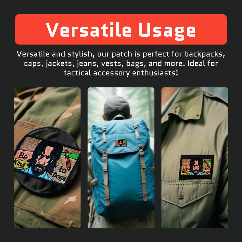 Jestik John Wick Be Kind to Dogs Embroidery Patch - Funny Meme Embroidered Patches, Military Tactical Morale Patch with Hook and Loop Fastener, Cute Patches for Backpacks, Jeans, Jackets, Vests, Hats & More - Image 5
