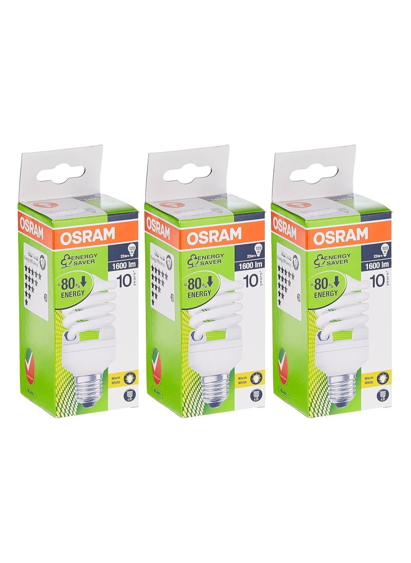 Osram Osram Dulux Smalltar Mini Twist, Compact Fluorescent Integrated, Spiral Shape 23W Screw Base E27, 1600 Lm Warm White 2700K /Energy Class A Bundle Pack Of 3, Oesmtwist-23W-Ws-3Pc  - Image 2