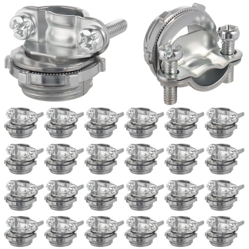 WENORA 25 Pack 1/2 inch Clamp Type Cable Connectors, Zinc Alloy Wire Clamps for NM Cables, Electric Wires, Metallic Conduit, Electrical Box - Image 1