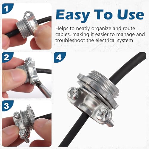 WENORA 25 Pack 1/2 inch Clamp Type Cable Connectors, Zinc Alloy Wire Clamps for NM Cables, Electric Wires, Metallic Conduit, Electrical Box - Image 5