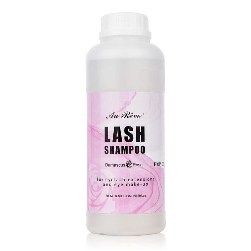 AuReve Eyelash Extension Cleanser Lash Shampoo Foam Eyelid Cleanser for Makeup Remover Eyelash Care Paraben  Sulfate Free for Salon and Home Use Rose 600ml