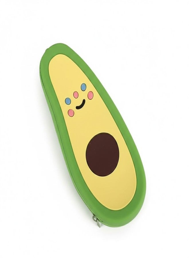 SHOPELLA Fruit Shape Silicone Pencil Case for Kids – Cute Avocado, Banana & Pineapple Zipper Pouch | Waterproof Large Capacity Stationery Organizer | Soft Silicone Pencil Box | Multi-Color - Image 1