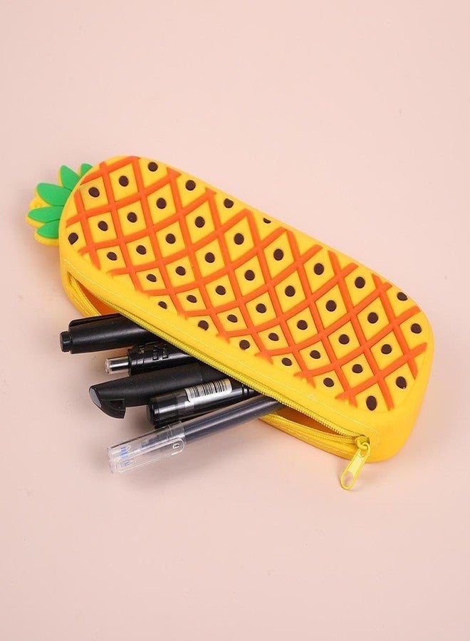 SHOPELLA Fruit Shape Silicone Pencil Case for Kids – Cute Avocado, Banana & Pineapple Zipper Pouch | Waterproof Large Capacity Stationery Organizer | Soft Silicone Pencil Box | Multi-Color - Image 2