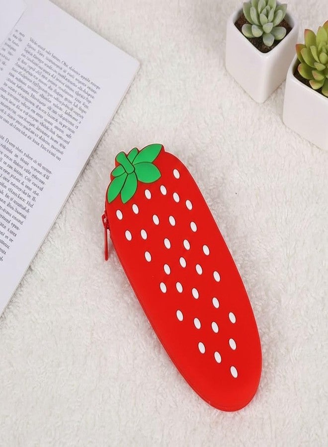 SHOPELLA Fruit Shape Silicone Pencil Case for Kids – Cute Avocado, Banana & Pineapple Zipper Pouch | Waterproof Large Capacity Stationery Organizer | Soft Silicone Pencil Box | Multi-Color - Image 5