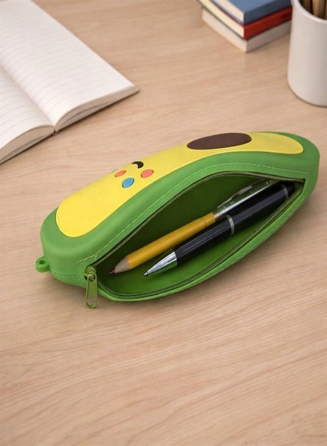 SHOPELLA Fruit Shape Silicone Pencil Case for Kids – Cute Avocado, Banana & Pineapple Zipper Pouch | Waterproof Large Capacity Stationery Organizer | Soft Silicone Pencil Box | Multi-Color - Image 4
