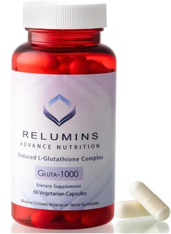 RELUMINS Reduced L-Glutathione Complex, Gluta-1000, 60 Vegetarian Capsules  - Image 1