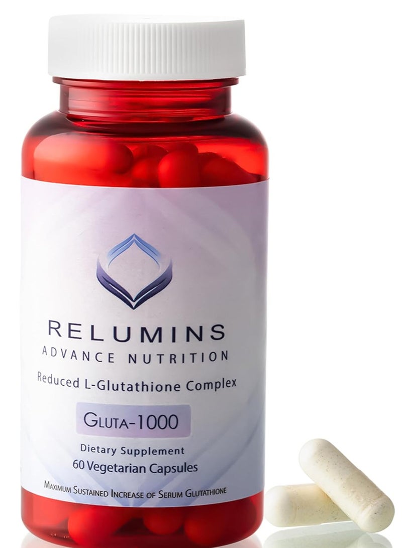 RELUMINS Reduced L-Glutathione Complex, Gluta-1000, 60 Vegetarian Capsules - Image 1