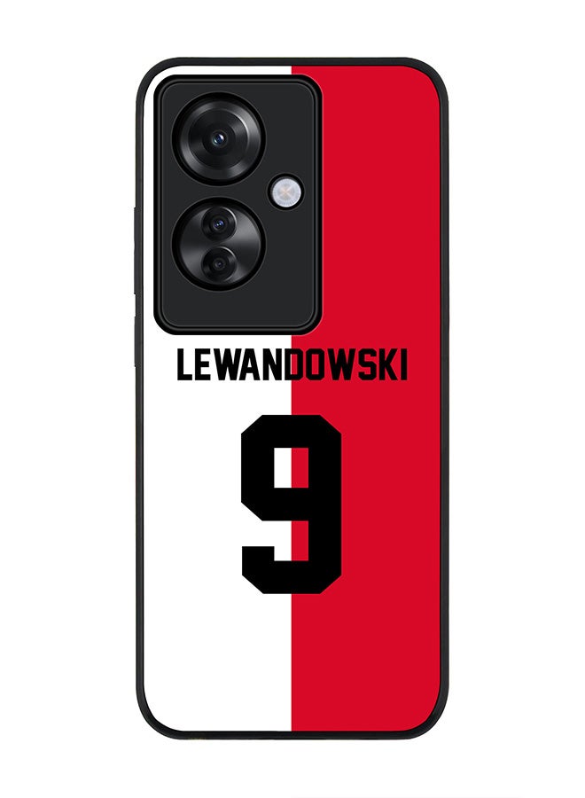 Stylizedd Rugged Black edge case for Oppo Reno11 F / Oppo F25 Pro 5G, Slim fit Flexible Anti Drop Thin Cover - Football Team - Poland, Player Name - Lewandowski - Image 1