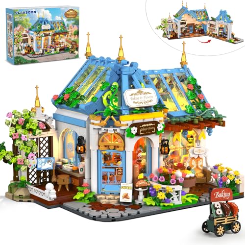 PLAXSOON Flower Caf House Building Set with LED 1520 PCS Botanical Coffee Architecture with Openable Design Floral Bakery Construction Model for Home Decor Gift for Adults Women Teens Girl Boy 12 - Image 1