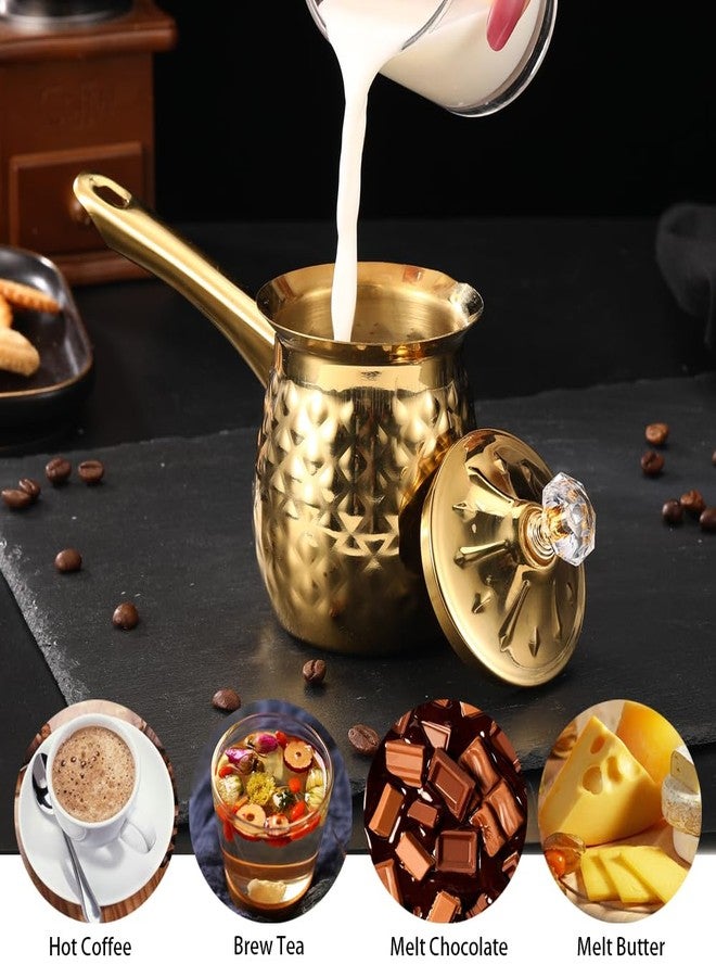 Alunsito 7 Oz Stainless Steel Turkish Coffee Cezve, Gold Ibrik with Handle, 200 Ml - Image 4