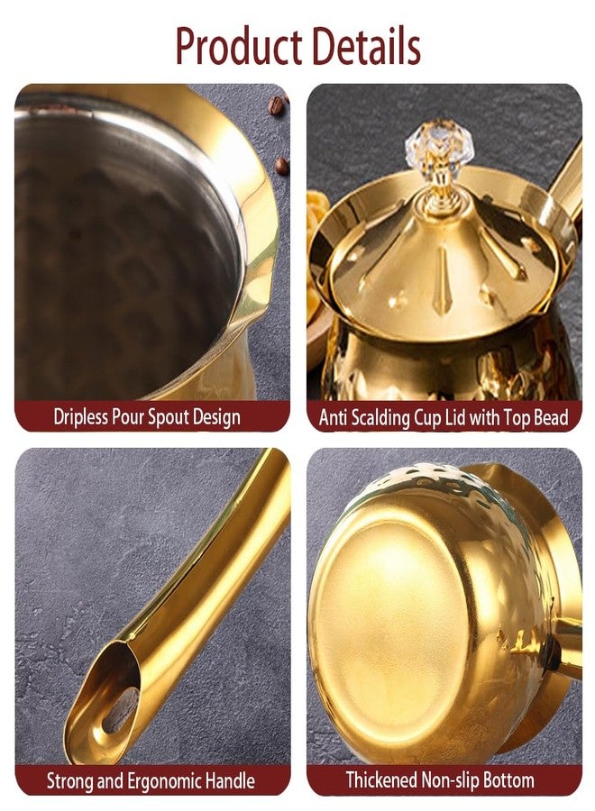 Alunsito 7 Oz Stainless Steel Turkish Coffee Cezve, Gold Ibrik with Handle, 200 Ml - Image 3