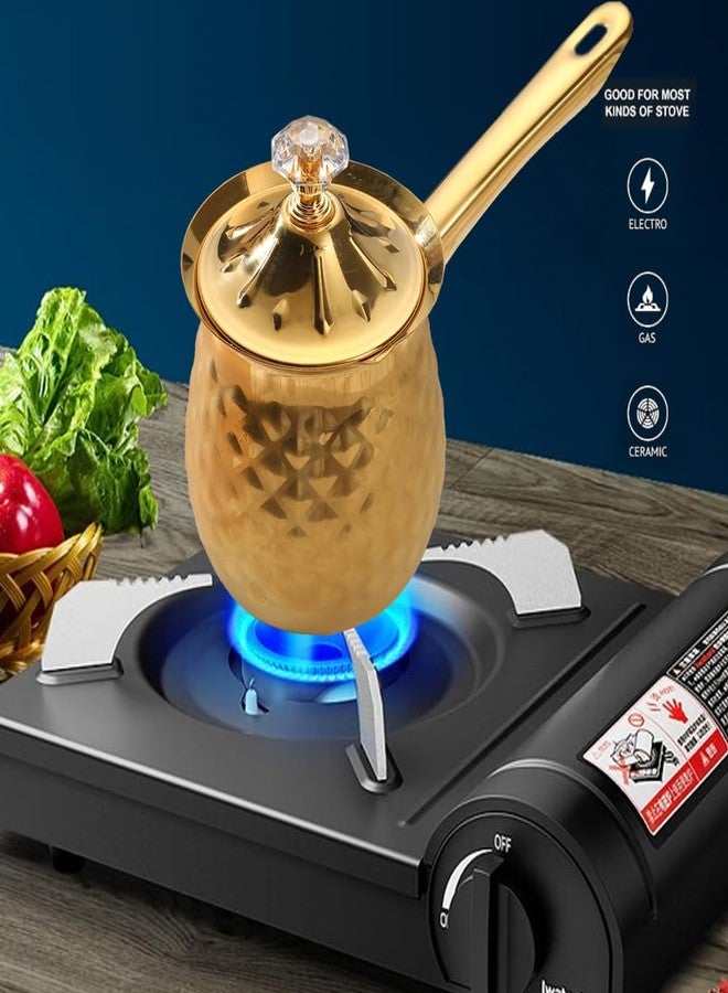 Alunsito 7 Oz Stainless Steel Turkish Coffee Cezve, Gold Ibrik with Handle, 200 Ml - Image 5