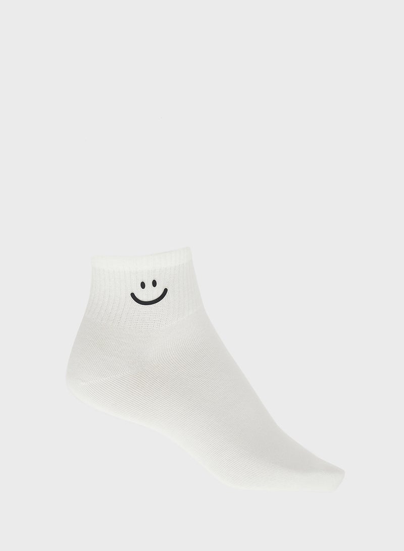 جينجر جوارب كاحل قطنية بتفاصيل وجه مبتسم  قطع - Image 4