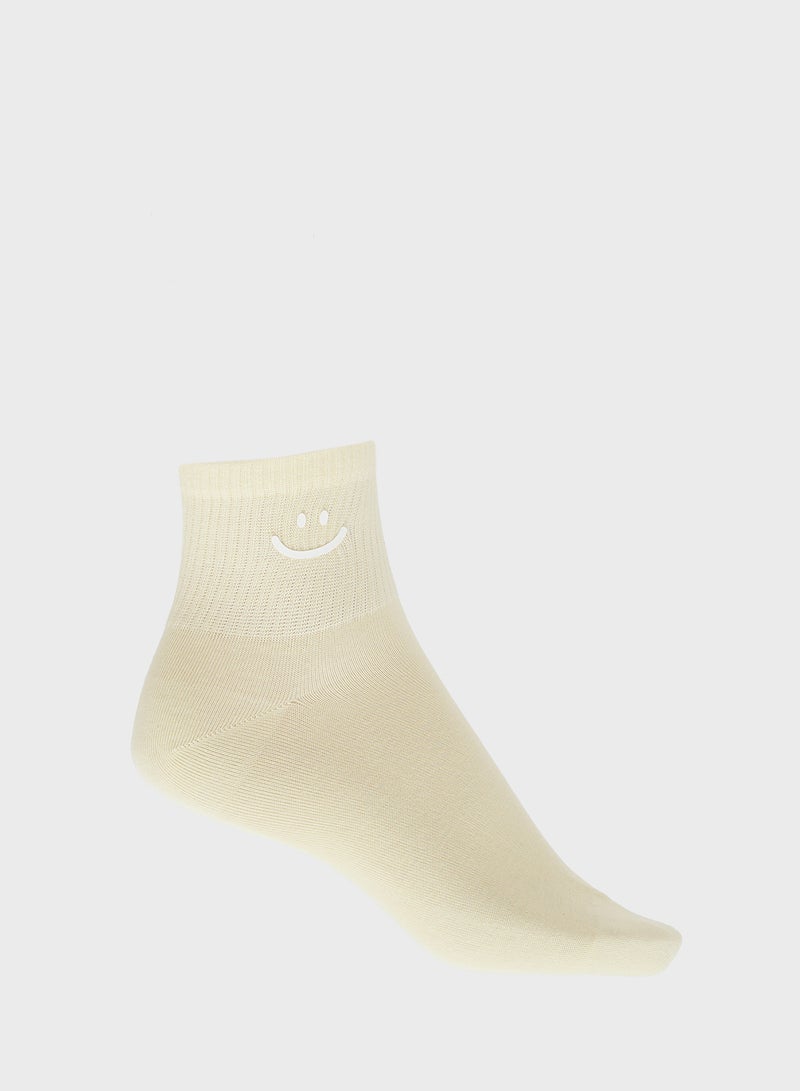 جينجر جوارب كاحل قطنية بتفاصيل وجه مبتسم  قطع - Image 3