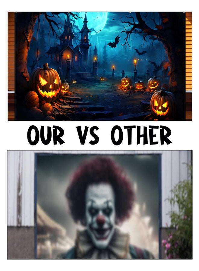 GRMIKBU Halloween Decorations Garage Door Cover, Large Hanging Backdrop Door Cover Halloween Garage Wall Decorations for Outdoor Home Yard Garage Door Decorations Party Photo Backgrounds (6X13Ft) - Image 2