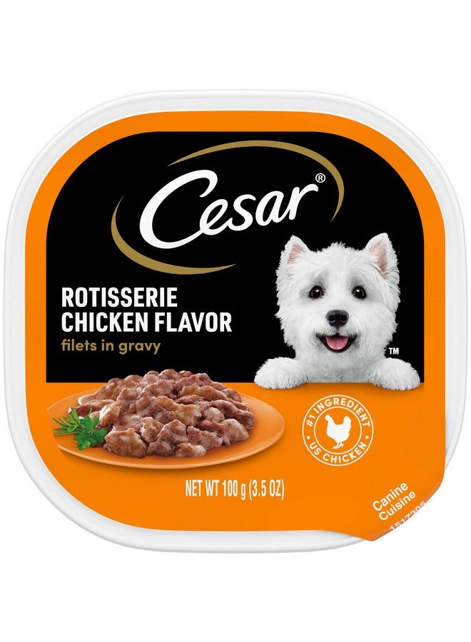 CESAR Adult Wet Dog Food Filets in Gravy Rotisserie Chicken Flavor, 3.5 oz. Easy Peel Trays, Pack of 24 - Image 1