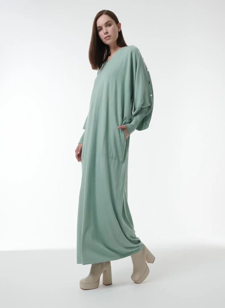 Leem Button Detail Knitted Kaftan