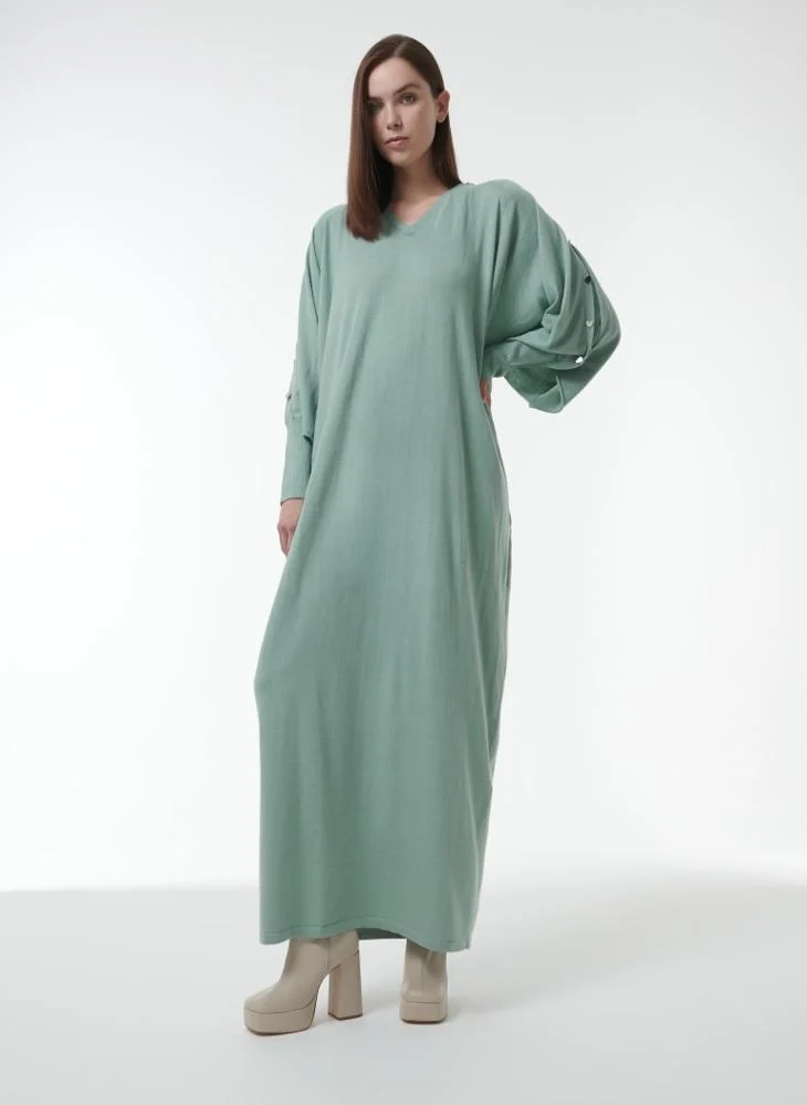 Leem Button Detail Knitted Kaftan
