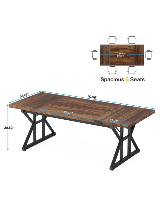 LITTLE TREE 180 CM Executive Desk, Large Computer Office Desk Workstation, Modern Simple Style Laptop Desk Study Writing Table Business Furniture for Home Office (Brown/Black) - Image 2