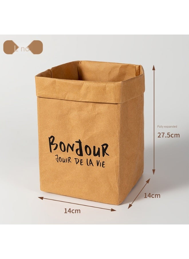Washable kraft paper bags tearable refrigerator kitchen food grade storage bags thickened square Shape Paper Bag - Image 1