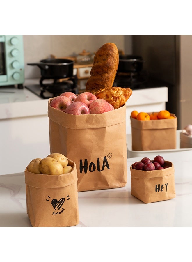 Washable kraft paper bags tearable refrigerator kitchen food grade storage bags thickened square Shape Paper Bag - Image 2