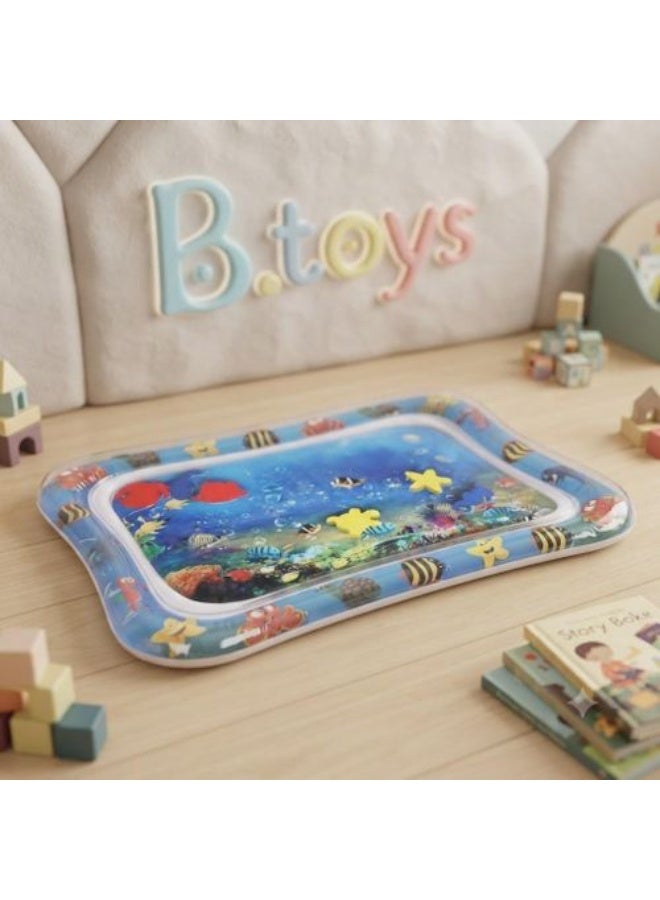 Inflatable Sensory Water Play Mat for Infants and Toddlers with Floating Sea Creatures
