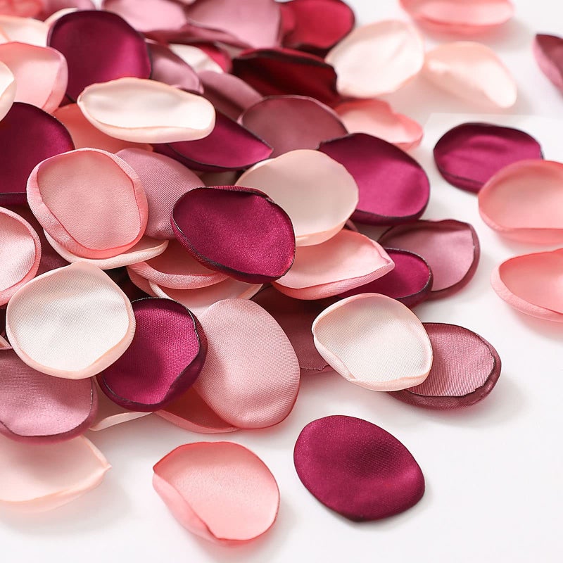 Serwalin 300pcs Silk Rose Petals Artificial Flower Petals for Weddings Burgundy Pink Petals Fake Petals Flower Girl Petals for Proposal Basket Aisle Runner Bridal Shower 4 Color Mixes