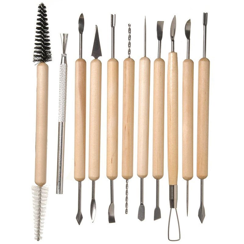 Fancyku Ceramic 11 Pcs Wooden Handle Clay Carving Pottery Sculpting Tools for Art and Craft - Image 1