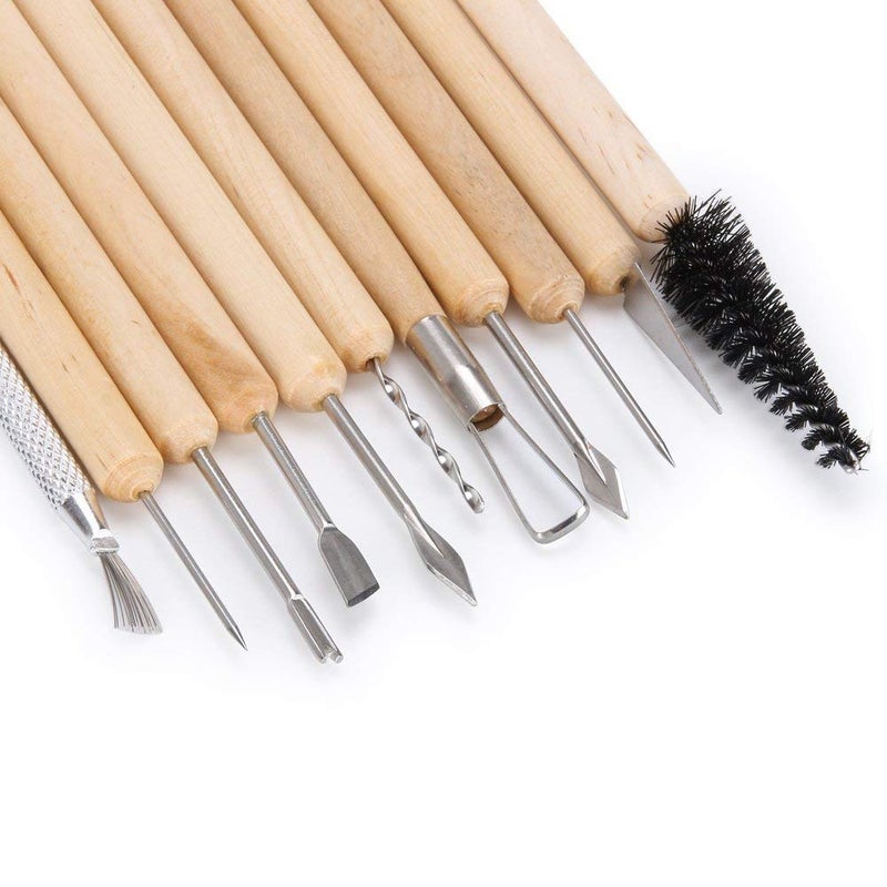 Fancyku Ceramic 11 Pcs Wooden Handle Clay Carving Pottery Sculpting Tools for Art and Craft - Image 3