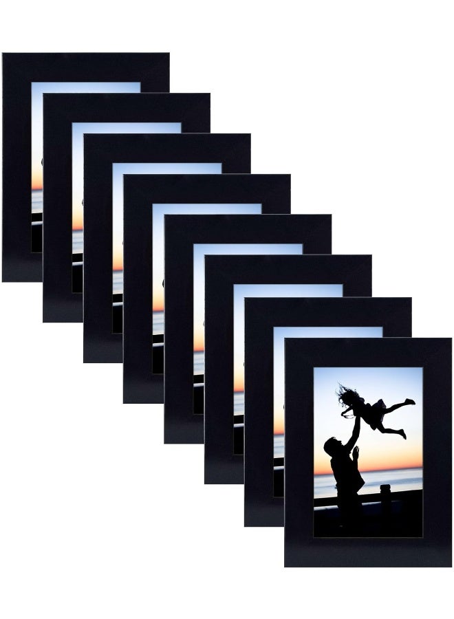 Decorhills DECORHILLS FRAMES & DECOR Photo Real Glass, PVC Vertical Horizontal Tabletop Display, Black, 4x6 Inch Pack of 8  - Image 1